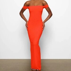 Skims off shoulder soft dress